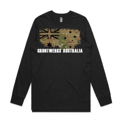 GruntWerks Australia Multi Camo Distressed Flag Long Sleeve T-Shirt Thumbnail