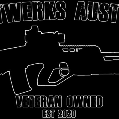 Company logo smaller writing white outline Thumbnail